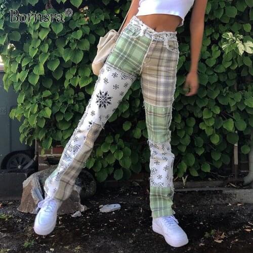 Bornsra Women's Plaid Trousers
