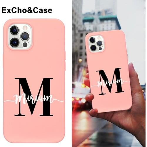 Phone Case Custom Initial & first name For iphone SE 2020 6 6S 7 8 Plus X XS XR XS Max 11 Pro 12 Mini MAX Liquid Silicone Case