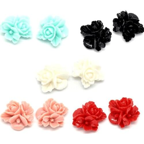 50Pcs Mixed NOT Hole 16x16mm Resin Flowers Loose Beads Flatback Cabochon Scrapbooking Jewelry Finding Making DIY Accessories