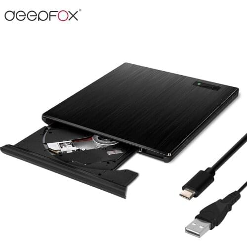 Deepfox Type C USB 3.1 External Optical Drive CD/DVD ROM Player CD/DVD RW Burner for Windows OS Notebook