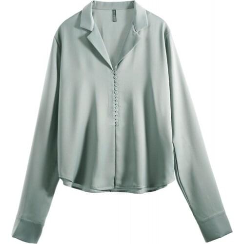 Heydress 2020 spring solid women chiffon blouse office lady v-neck button loose casual solid female shirts outwear tops