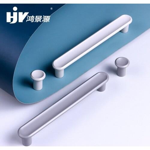 HJY Furniture Handles Wardrobe Cabinet Knobs White Kitchen Handles Dresser Door Knob Modern Zinc Alloy Drawer Pull Hardware Z581