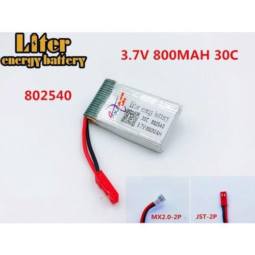3.7V 800mAH Lipo Battery For 509W DFDF161 Remote control helicopter 3.7V 800mAH 3.7 Lipo battery JST plug MX2.0 plug 802540 30C