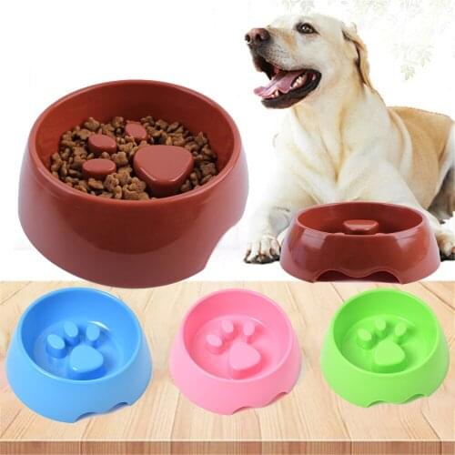 Cute Pet Feeding Bowl for Dog Cats Plastic Paw Print Slow Feeder Bowl S M Tray Home Pet Accessories Pet Dog Supplies Products