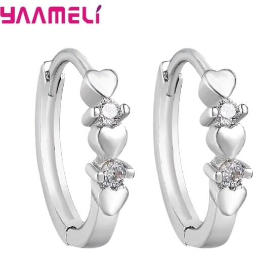 Trendy 925 Sterling Silver Heart Crystal Earrings For Women Girls Wedding Fashion Jewelry Valentines Day Gift Wholesale