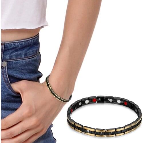 Fashion Stainless Steel Magnetic Bracelet for Women Bio Energy Elements Link Chain Bracelets Health Care Jewelry New