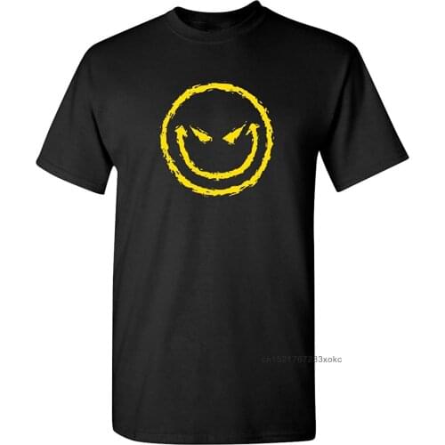 Evil Smile Face T-shirt Print T Shirt Men Adult Humor Mens Graphic TShirt Fashion Design Guys Clothes Cool