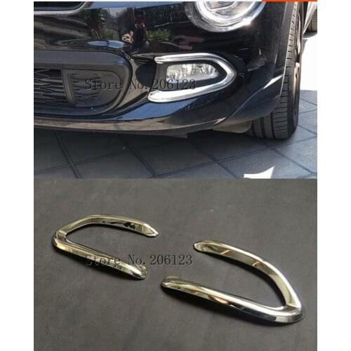 For Fiat 500X 2015 2016 2017 2018 Chrome Front Fog Light Lamp Cover Trim Foglight Garnish Strip Bumper Eyebrow Eyelid Molding