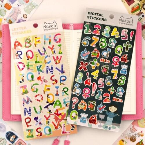 SKYSONIC Digital/Letter Stickers Mobile Phone Laptops Decoration PVC Stickers Childdren Journal Bullet Stationery Sticker