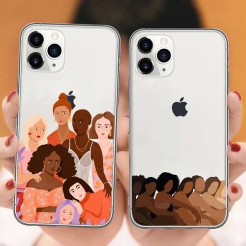 Charm Retro woman art girl power Phone Case Transparent soft For iphone 5 5s 5c se 6 6s 7 8 11 12 plus mini x xs xr pro max