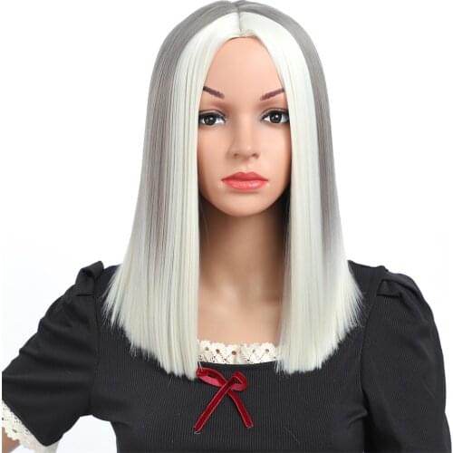 Ombre Short Blonde Straight Highlights Wigs Highlight Color Real Hair Wig Short Bob Wigs For Women Brazilian Straight Remy Hair