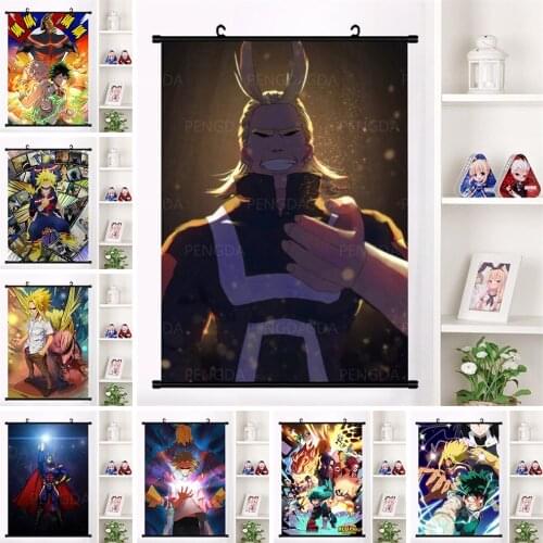 Plastic Scroll Hanging Painting Anime Character Picture HD Print Wall Art Home Room Decor Canvas Happy Birthday All Might Poster