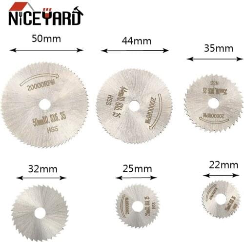 NICEYARD 6Pcs Carpentry Saw for Electric Drill High Speed Steel 22mm 25mm 32mm 35mm 44mm 50mm Cutting Chip with Rod Ultra Thin