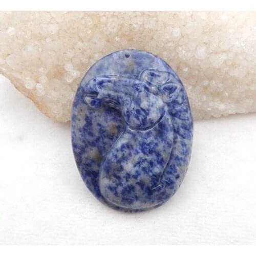 The New Natural Stone Chohua Jasper Carved Horse Head Necklace Pendant 49x45x10mm 30.3g Fashion Jewelry Carved Pendant