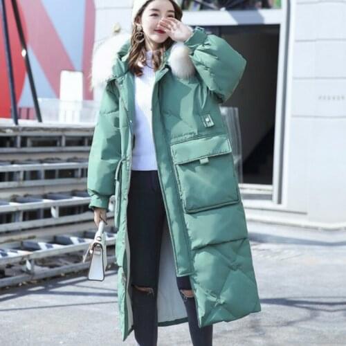 Womens winter long, white, duck down, coat, womens, natural raccoon fur, collar, down jacket, kl-1018