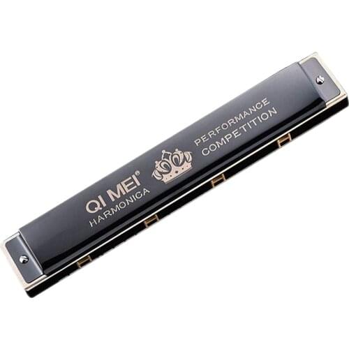 QIMEI Polyphony Harmonica 24 Hole Key of C Professional Playing Competition Tremolo Harmonica