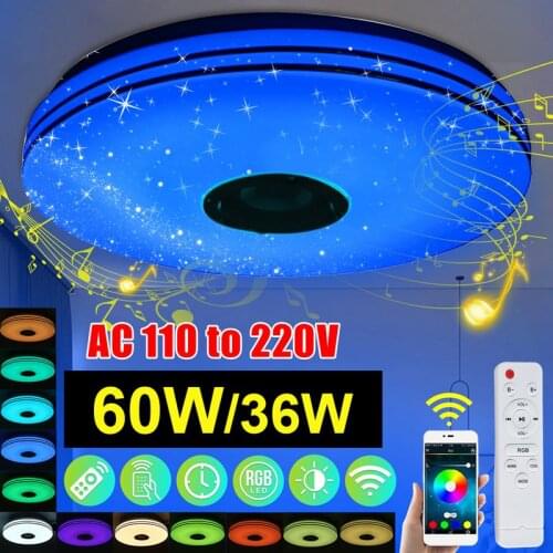 Smart Dimmable RGB LED Ceiling Lights Bluetooth Music Speaker 36W/60W APP+Remote Control Speaker Lamp For Home Decor Lighting