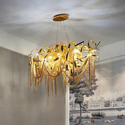 Nordic Led Luxury Chandelier G9 Bulbs Gold Tassel Chain Large Pendant Lamp Home Decoration Hanging Lamp Indoor Lighting Fixtures