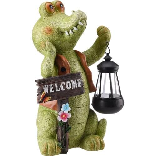 Garden Light Crocodile Statue Solar Luminous Lamp Creative Resin Ornaments LED Backyard Decoration Accessories Path Sculpture