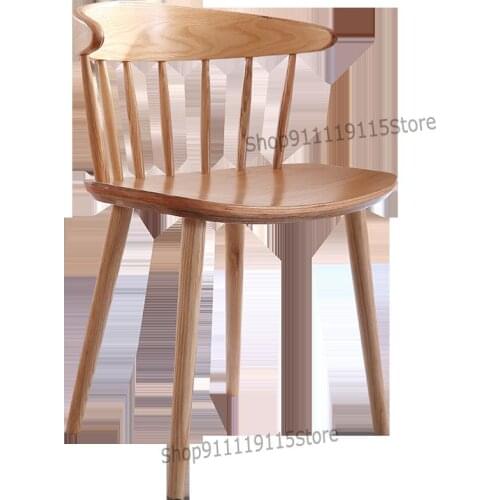 Nordic Family Solid Wood Dining Chair Modern Simple Study Restaurant Back Armchair Japanese Vintage Windsor Chair
