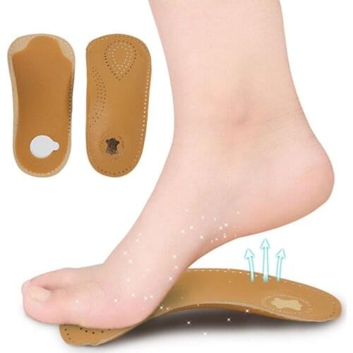 USHINE KD31 unisex foot care 3/4 length insole leather flat feet orthopedic insoles arch vault half insole orthopedic insoles