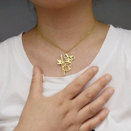 Foreign Trade New Creative Joker Hollow Carla Bear Necklace Paper Folding Cartoon Carla Bear Pendant