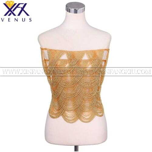 XFX venus 1 Piece bodice applique beads tassel beaded Patch iron on patches for Lady Party wedding dress Decoration DIY