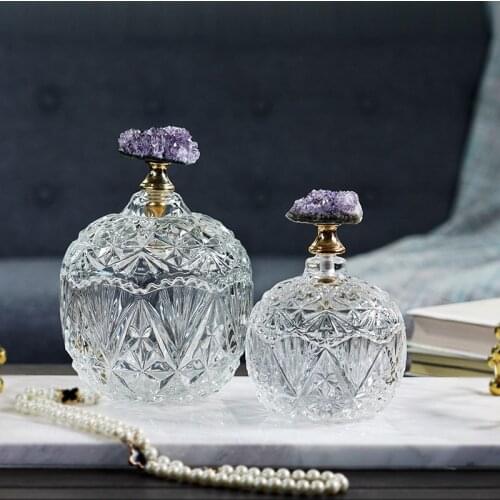 Candy storage jar Dried fruit storage box Amethyst Jar For jewelry With cover Desktop ornaments Home Decoration Send a Gift