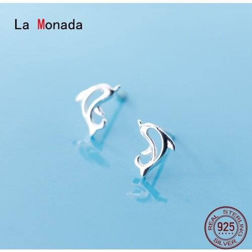 La Monada Sea Dolphin Stud Earrings For Women Silver 925 Minimalist Fine Women Earrings Jewelry Stud Earrings 925 Silver Women