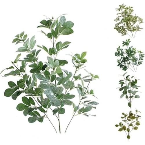 1Pc Simulation Eucalyptus Leaf Delicately Cut Eco-friendly Faux Silk Flower Baskets Decor Artificial Flower Faux Sumac Plants fo
