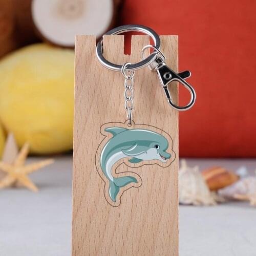 1pc Marine Animals Cute Charming animal acrylic key chain Keyrings Bag Pendant