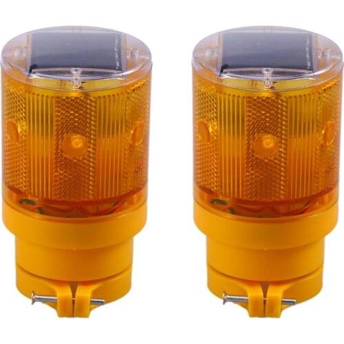 2pcs Solar Traffic Light Flashing Barricade Emergency Strobe Warning Light Wireless Safety Road Construction Beacon Lamp (Orange