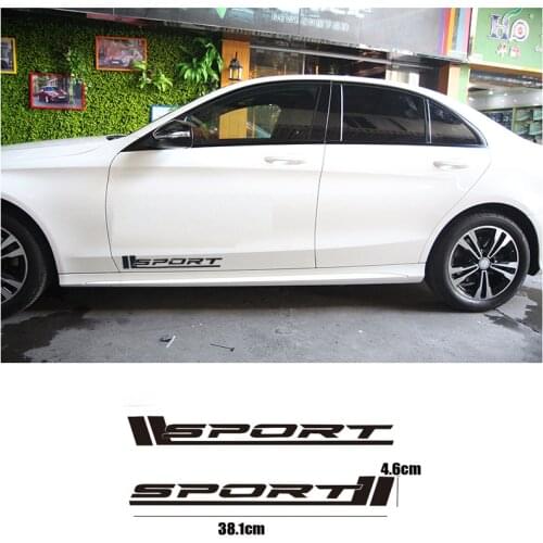 2pcs/lot SPORT car door Sticker car body sticker for Mercedes Benz AMG w117 cla45 w205 c63 w212 e63 w207 w176 a45 x156 gla45