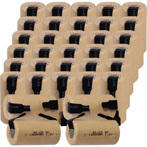 34 pcs SC battery 4.25cm*2.2cm 1300mah 1.2V NICD SUBC batteries for MAKITA for HITACHI for METABO for MAKITA for DEWALT