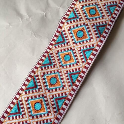 5yard hmong embroidery jacquard woven webbing lace trim 10cm dress collar ribbon tape ethnic tribal nepal thai india boho DIY