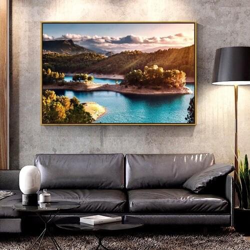 Artcozy Oil Canvas Painting landscape islands and lakes For Home Decoration Wall Art