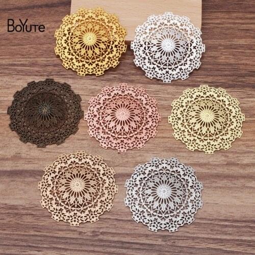 BoYuTe (10 Pieces/Lot) 56MM Metal Brass Filigree Flower Cap Findings Diy Jewelry Making Hand Made Materials