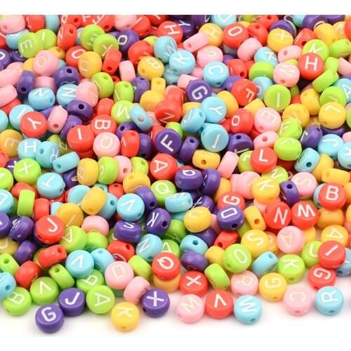 100pcs/lot Solid Color Acrylic Beads Colorful Letter Beads For Jewelry Making DIY Accessories Bracelet Necklace Wholesale