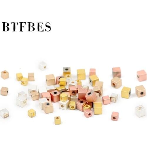 Matte Rose Gold Silvers Square Natural Hematite Stone 2/3mm Spacer Loose Beads For Charm bracelet Making Diy Jewelry Accessories