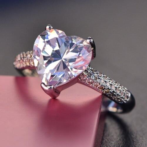 CC Trendy Jewelry Heart Rings For Women Cubic Zirconia Bridal Wedding Engagement Ring Cubic Zirconia Ringen Charms Bague CC048