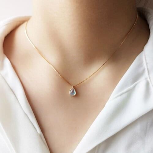 925 Sterling Silver Water Drop Pendants Necklace For Women Box Chain Collar Choker Party Girls Gifts Fine Jewelry