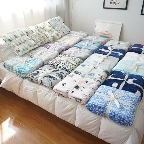 Flannel Blanket Throw Blanket Soft Blanket Cartoon Style Bedspread Plush Cover For Bed Sofa Christmas Gift Dropship