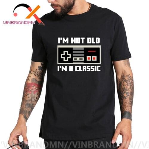 Retro Gaming T Shirt Mens Geek Design Xbox Game Playstation T-Shirt Vintage PS Gamepad I'm classic I am not old gamer PS4 Shirt