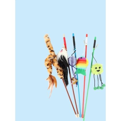 Pet Cats Toys Cats Funny Cats Stick 5 Random Fishing Rod Type Cat Funny Cat Stick Self-hey High Elastic Rope Pet Interactive Toy