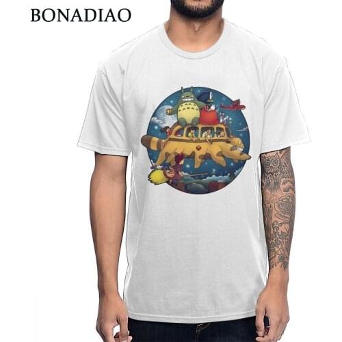 Hayao Miyazaki Cute Anime T Shirt Spirited Away My Neighbor Totoro Bus Tee Shirt Unique Design 100% Healthy Cotton T-Shirt