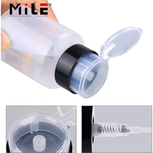 MILE Top Quality 300ML Empty Pump Liquid Alcohol Press Nail Polish Remover Cleaner Bottle Make Up Refillable Container