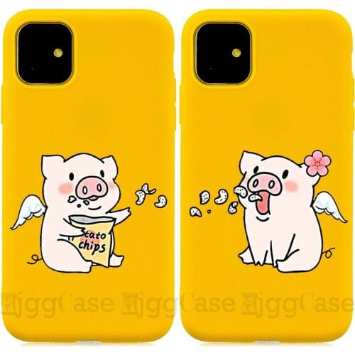 Cute Cartoon Pig Print Phone Case For iphone 11 Pro max 6 s 8 7 plus Case For iphone XS Max X XR Soft Cover Fashion Couple Cases