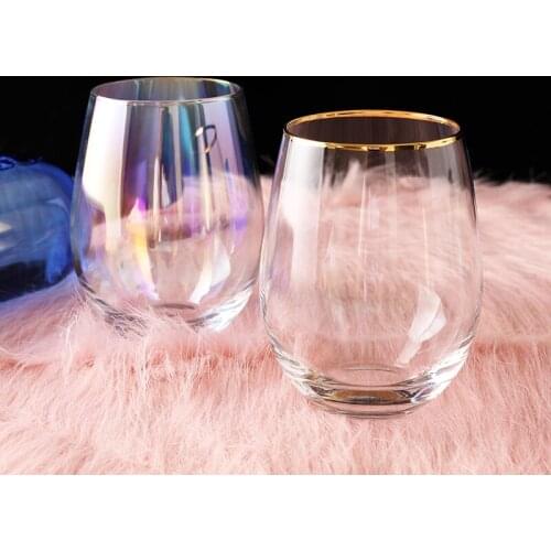 Multi-Color Glass Juice Cup stemless wine glass Heat-resistant water cup Phnom Penh drinking glass lulu lemon wine glasses
