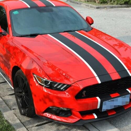 Carbon Fiber Pattern Engine Hood Stickers for Ford Mustang 15-20 Full Car Body Garland Decoration Sticker