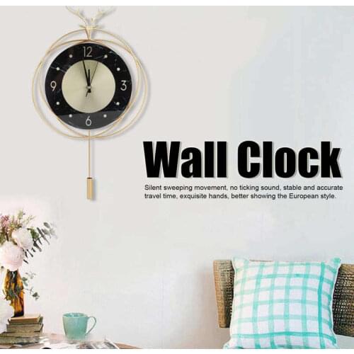 Deer Head Wall Clock Silent Sweep Exquisite Matte Texture Battery Powered Wall Clock for Living Room